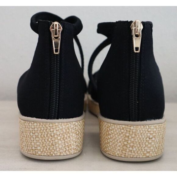 BZees I8760F1002 Women's Sz 10W Black Linen Bali Sand Wedge Strappy Sandals - Picture 6 of 11